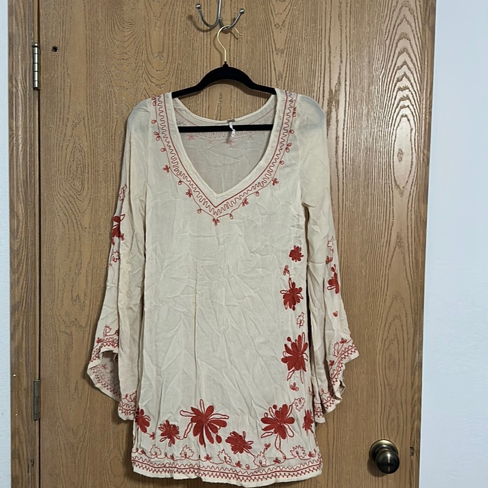 Free People Flare Sleeve dress (slip included)